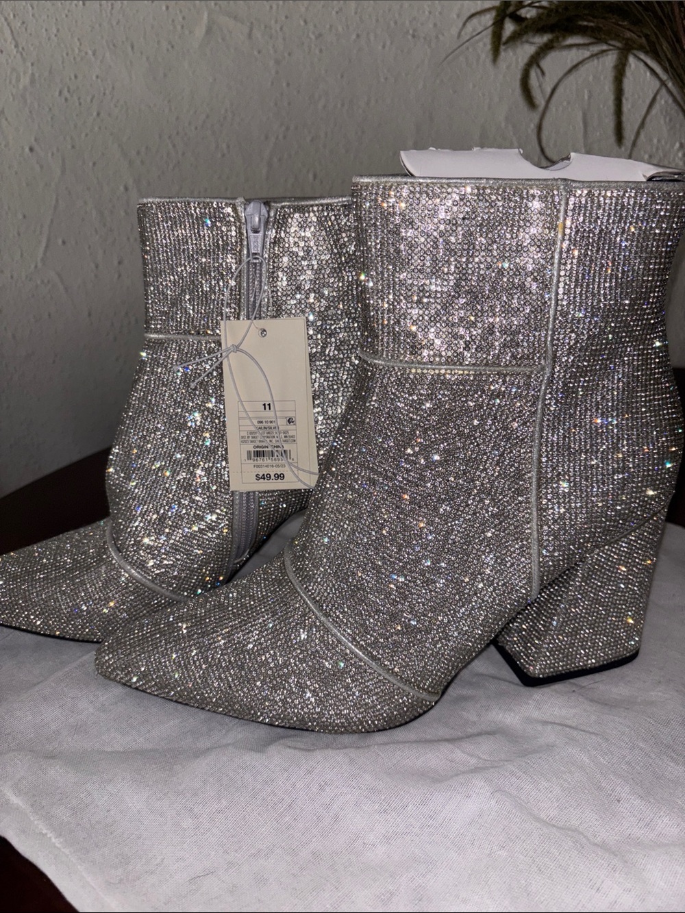 Target Silver Rhinestone Block Heel Ankle Boots